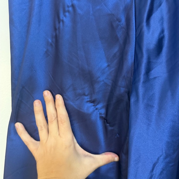 Blue Satin Mock Neck Maxi Dress - Picture 9 of 14